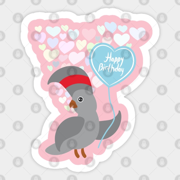 Happy birthday Card Cute gray Cockatoo Sticker by EkaterinaP